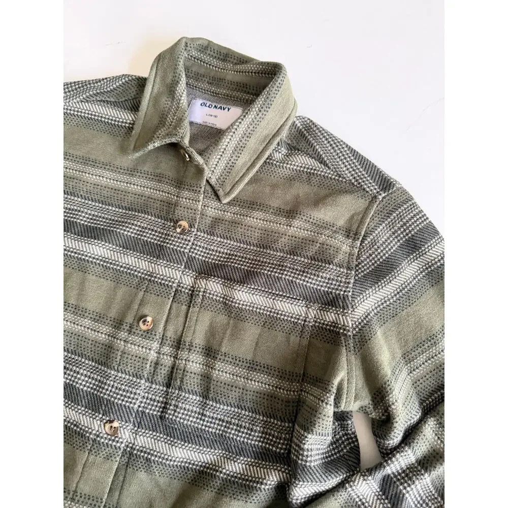 Old Navy Boys' Green Striped Jacquard Knit Shirt Top